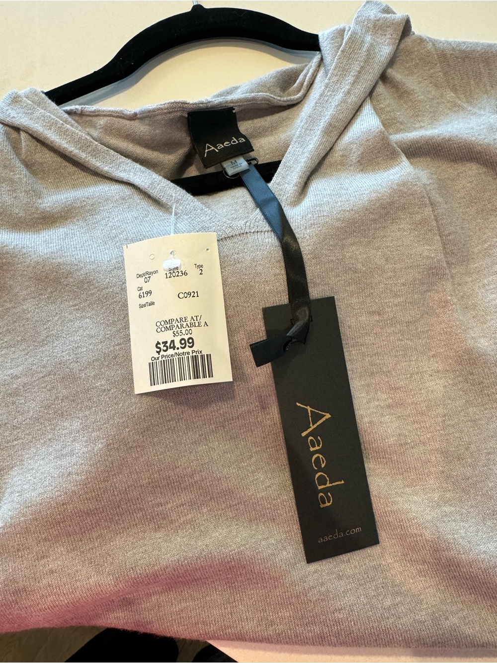 Aecda Women's Heather Gray Hooded Knit Top